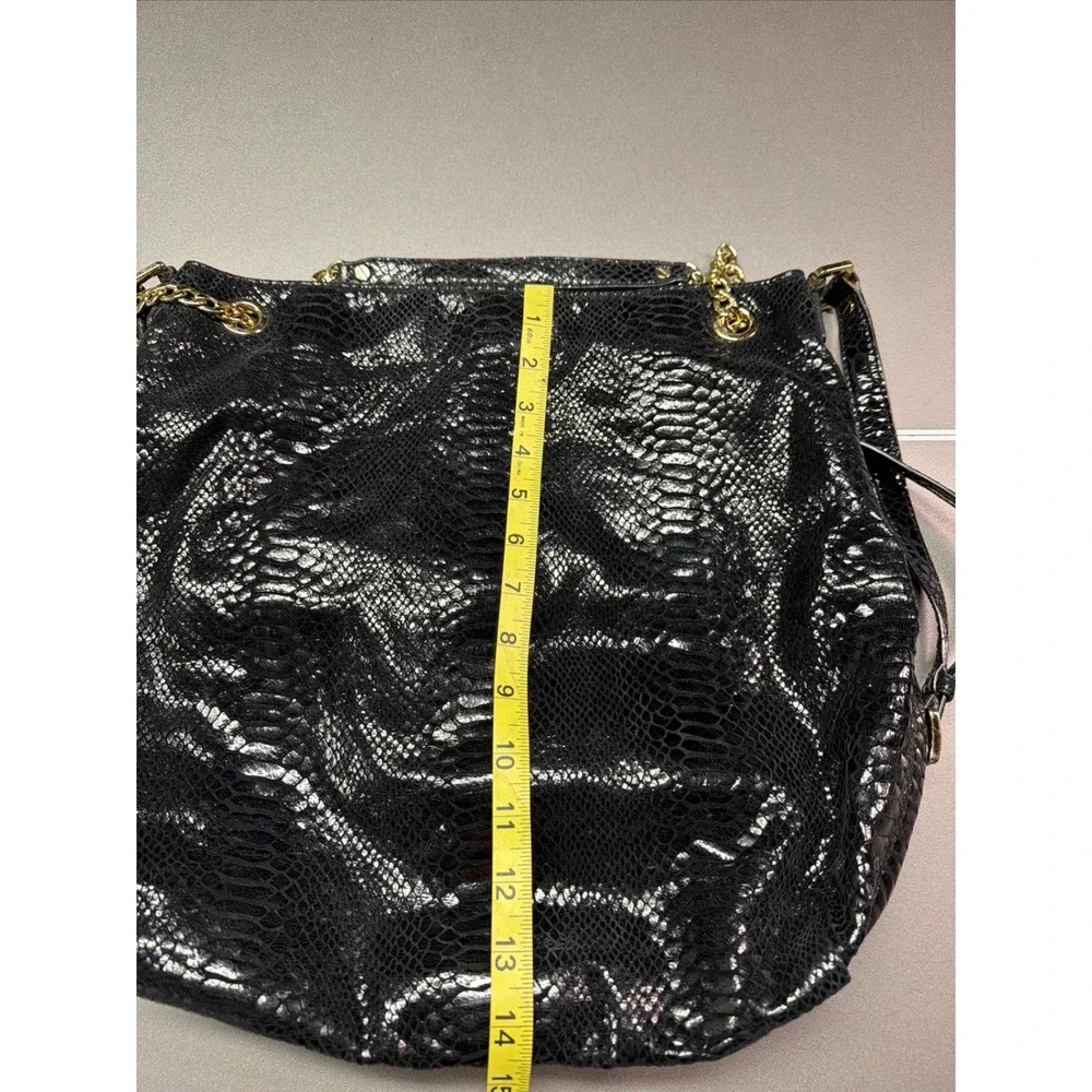 Michael Kors Black Snakeskin Lilly Chain Tote Shoulder Bag Shoulder/Handbag Hobo